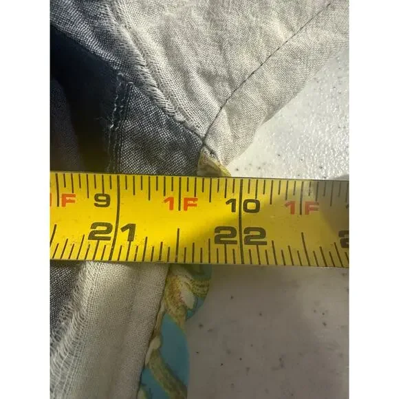 Soft Surroundings Size M Mixed Media Plaid Embroidered Floral Tunic Top LS D4 - Picture 6 of 7